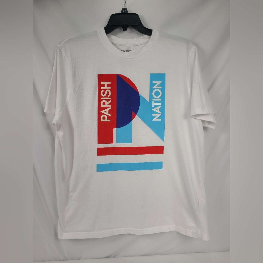 Men's White Parish Nation Multicolor Graphic Print Crew Neck T-Shirt Size 2XL